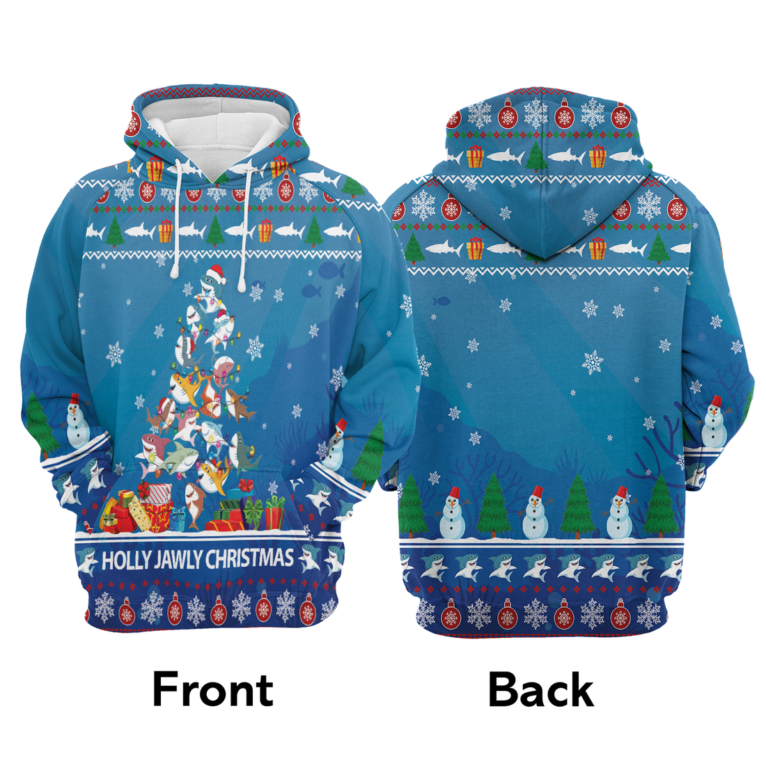Shark Premium Christmas Hoodie, Shark Holly Jawly Christmas Unisex Hoodie For Men & Women - Perfect Gift For Christmas, Shark Lover
