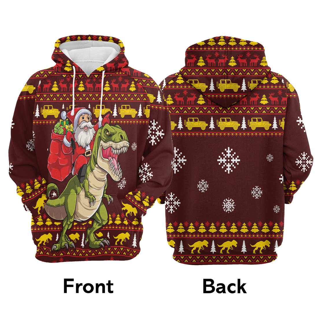 Santa Premium Christmas Hoodie, Santa Riding Dinosaur Funny Unisex Hoodie For Men & Women - Perfect Gift For Christmas, Friends, Family