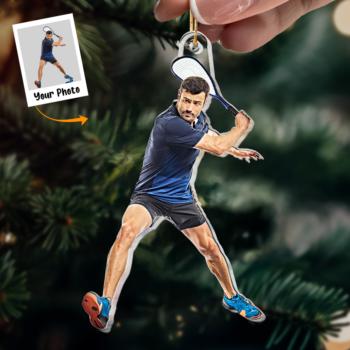 Personalized Acrylic Tennis Photo Ornament, Custom Your Great Memories Of Tennis Photo Acrylic Ornament For Christmas, Best Gift For Tennis Lovers