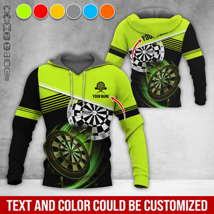Customized Name & Text Darts Premium Hoodie, White Line & Darts Pattern Hoodie, Perfect Gift For Darts Lovers, Darts Player