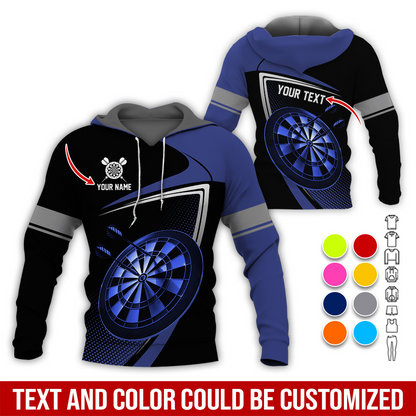 Customized Name & Text Darts Premium Hoodie, Personalized Color Spot Pattern Darts Hoodie, Perfect Gift For Darts Lovers, Darts Player