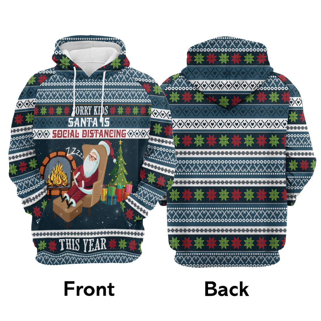 Santa Premium Christmas Hoodie, Santa Is Social Distancing Unisex Hoodie For Men & Women - Perfect Gift For Christmas, Friends, Family