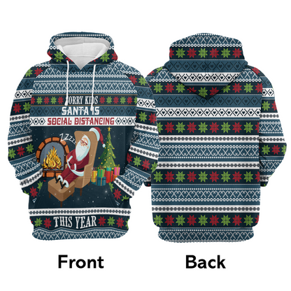 Santa Premium Christmas Hoodie, Santa Is Social Distancing Unisex Hoodie For Men & Women - Perfect Gift For Christmas, Friends, Family