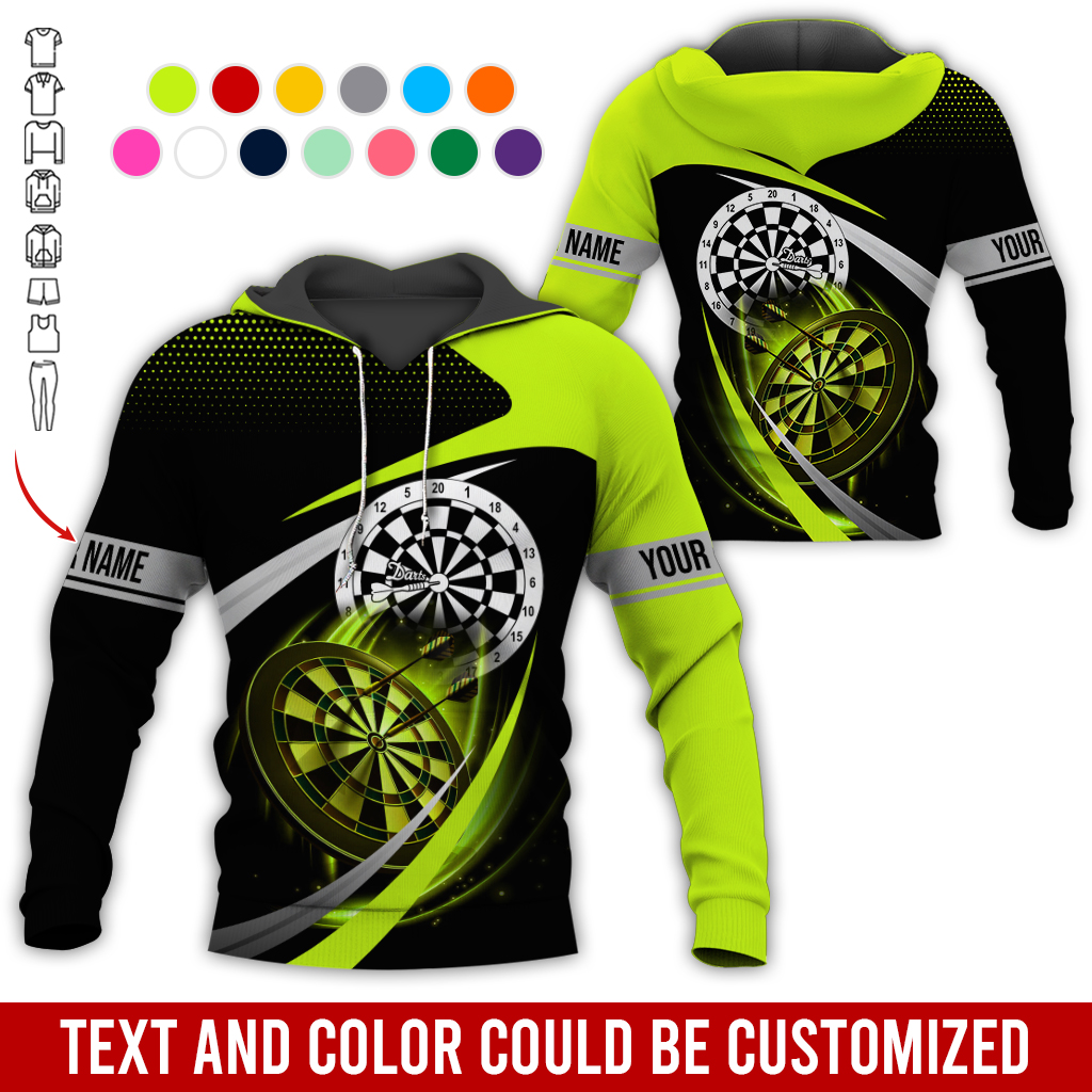 Personalized Darts Premium Hoodie, Customized Name & Text Darts Spot Pattern Black Hoodie, Perfect Gift For Darts Lovers, Friend, Family