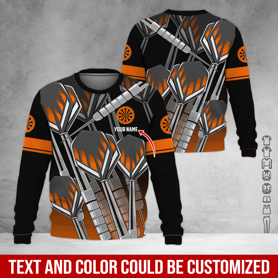 Customized Name & Text Darts Sweatshirt, Darts Pattern Shirts For Men & Women - Gift For Darts Lovers, Friend, Family
