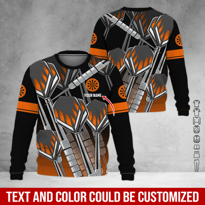 Customized Name & Text Darts Sweatshirt, Darts Pattern Shirts For Men & Women - Gift For Darts Lovers, Friend, Family