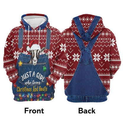 Funny Goat Premium Christmas Hoodie, Just A Girl Who Loves Christmas And Goats Unisex Hoodie For Men & Women - Perfect Gift For Christmas, Goat Lover