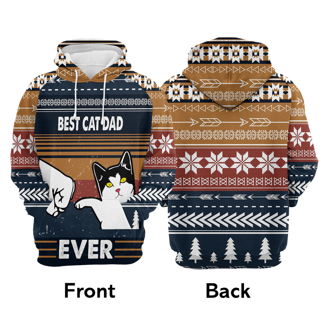 Cat Xmas Premium Christmas Hoodie, Best Cat Dad Ever Unisex Hoodie For Men & Women - Perfect Gift For Christmas, Cat Lovers