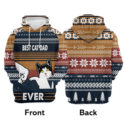 Cat Xmas Premium Christmas Hoodie, Best Cat Dad Ever Unisex Hoodie For Men & Women - Perfect Gift For Christmas, Cat Lovers