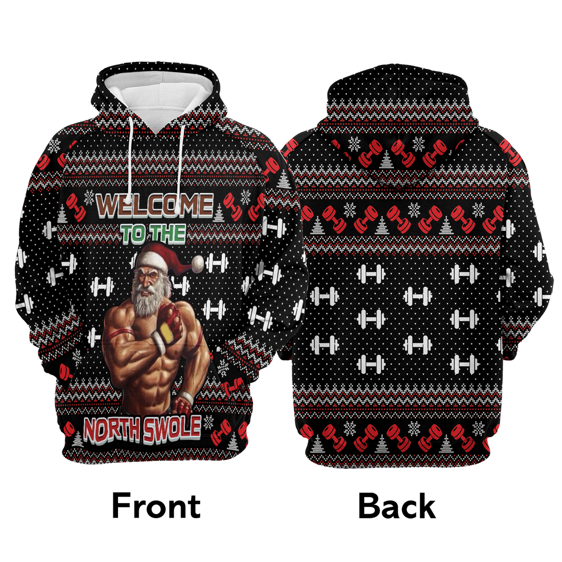 Gym Santa Premium Christmas Hoodie, Welcome To The North Swole Christmas Unisex Hoodie For Men & Women - Perfect Gift For Christmas, Friends, Family