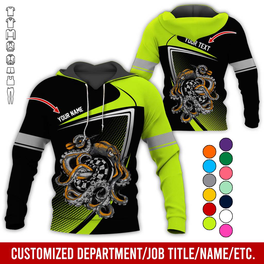 Customized Name & Text Darts Premium Hoodie, Octopus & Dartboard Pattern Darts Hoodie For Men & Women - Gift For Darts Lovers, Friend, Family
