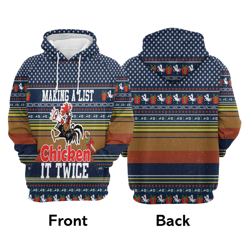 Chicken Xmas Premium Christmas Hoodie, Making A List It Twice Unisex Hoodie For Men & Women - Perfect Gift For Christmas, Chicken Lovers
