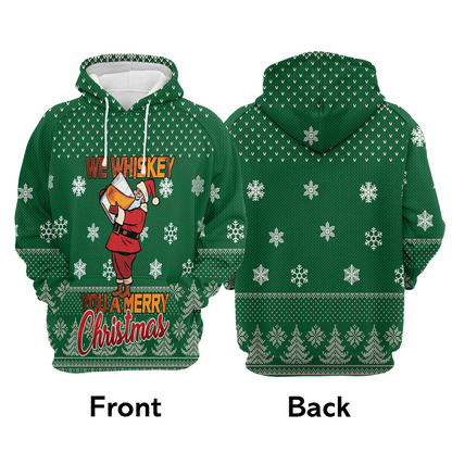 Sata & Whiskey Premium Christmas Hoodie, We Whiskey You A Merry Christmas Unisex Hoodie For Men & Women - Perfect Gift For Christmas, Whiskey Lover