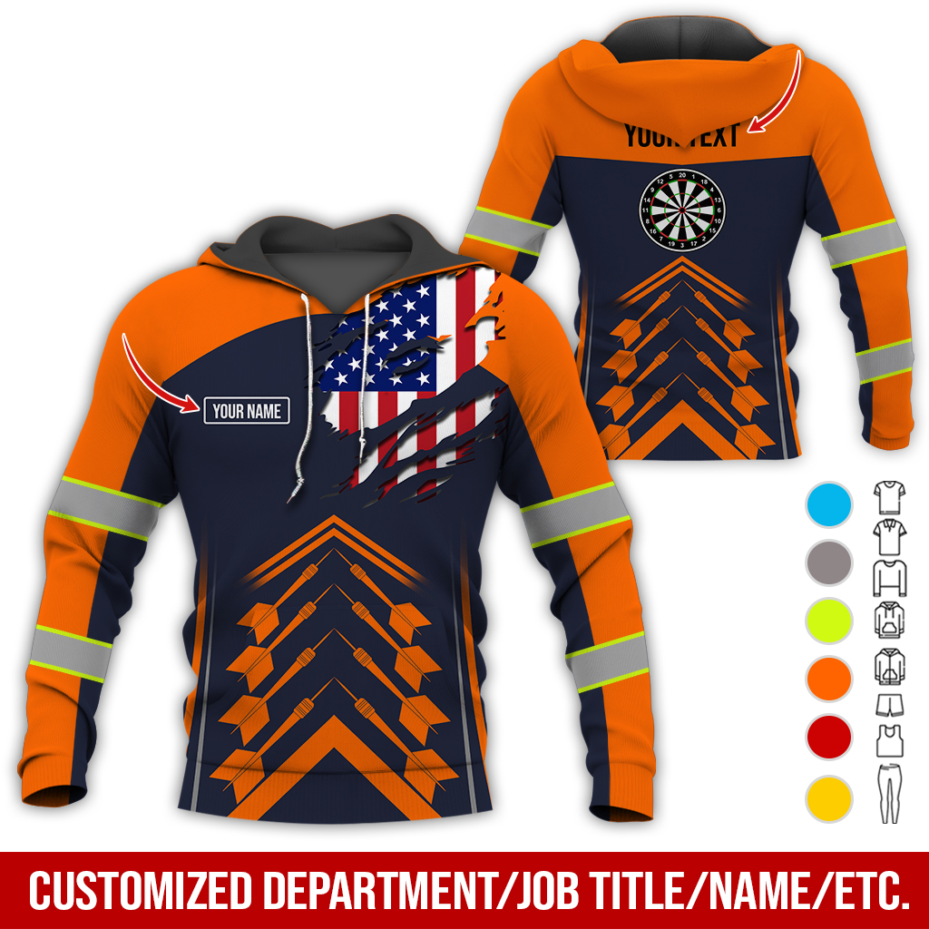 Customized Name Darts Premium Hoodie, American Flag Pattern Hoodie For Men & Women, Perfect Gift For Darts Lovers, Friend, Family