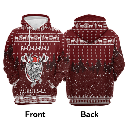 Viking Premium Christmas Hoodie, Viking Fa La La La Valhalla-la Unisex Hoodie For Men & Women - Perfect Gift For Christmas, Viking Lover