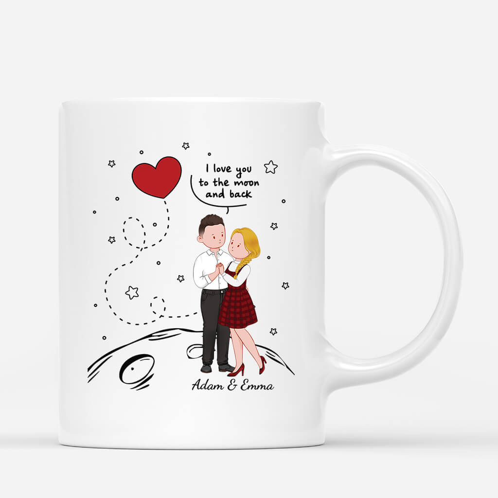 Personalized Couple Mug - Customized I Love You To The Moon And back Mug, Best Valentine Gift For Couple