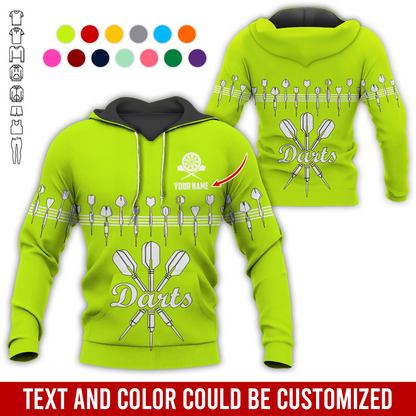 Customized Darts Premium Hoodie, Personalized Name Hoodie, Darts & Music Pattern Hoodie, Perfect Gift For Darts Lovers, Friend, Family