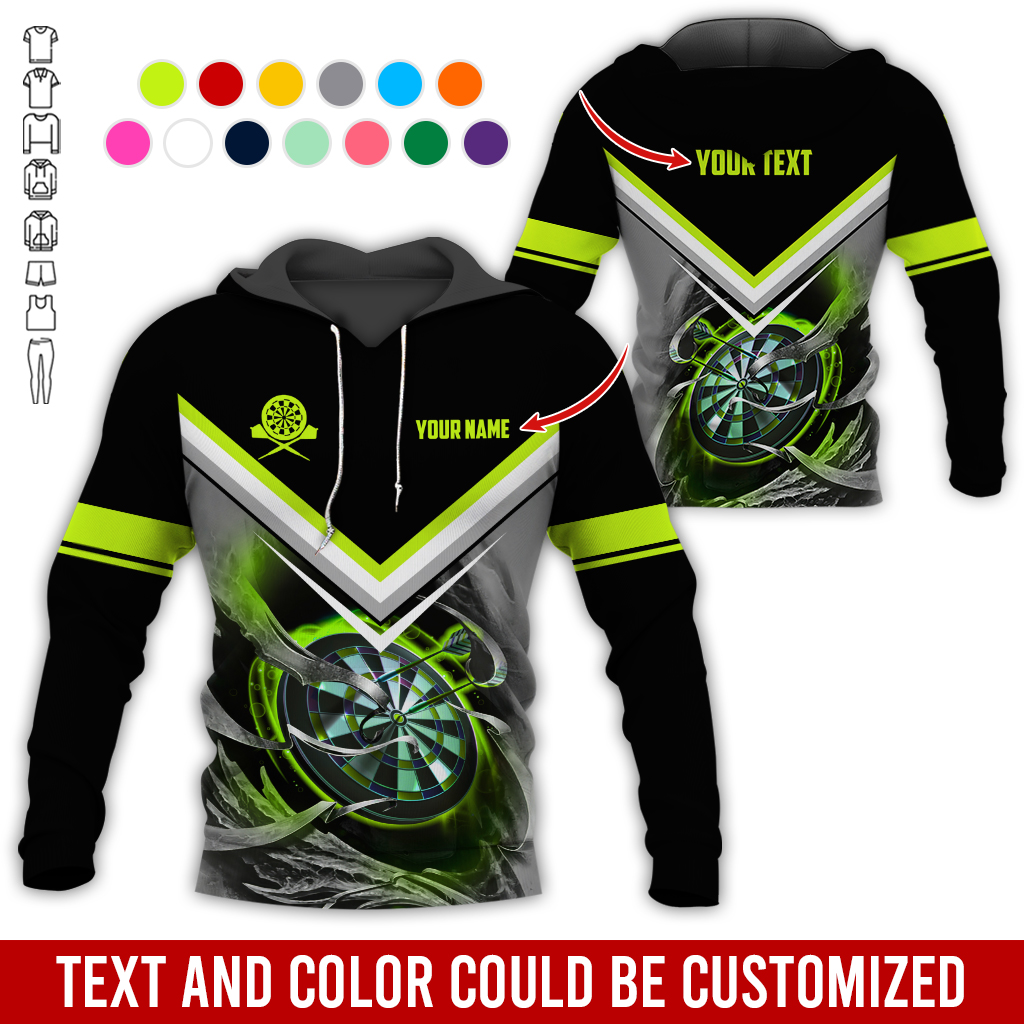 Customized Name & Text Darts Premium Hoodie, Darts And Smoke Pattern Hoodie, Perfect Gift For Darts Lovers, Darts Player