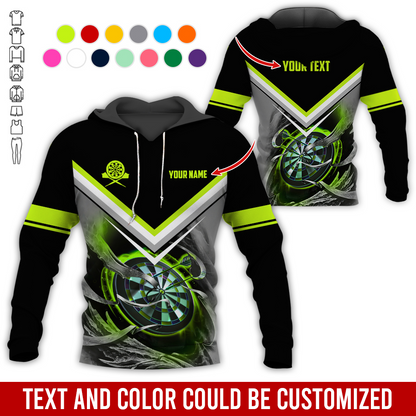 Customized Name & Text Darts Premium Hoodie, Darts And Smoke Pattern Hoodie, Perfect Gift For Darts Lovers, Darts Player