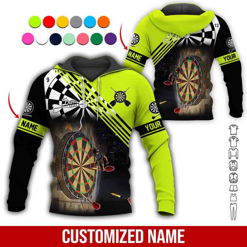 Customized Name Darts Premium Hoodie, Giant Dartboards Black Hoodie, Perfect Gift For Darts Lovers, Friend, Family