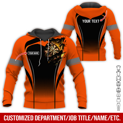 Customized Name & Text Darts Premium Hoodie, Dartboards Pattern Hoodie For Men & Women - Gift For Darts Lovers, Friend, Family