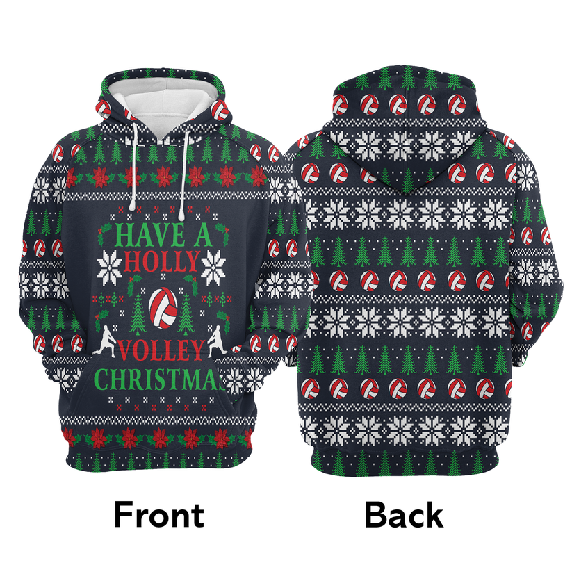 Volleyball Xmas Premium Christmas Hoodie, Have A Holly Volley Christmas Unisex Hoodie For Men & Women - Perfect Gift For Christmas, Volleyball Lovers