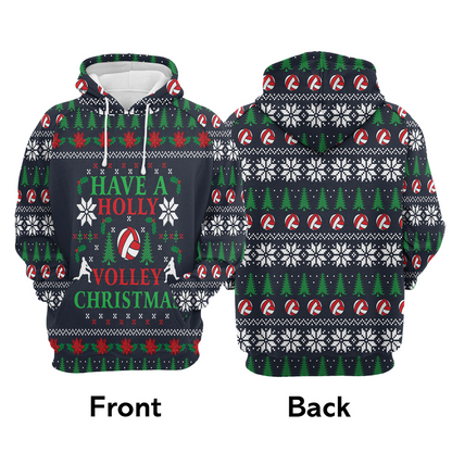 Volleyball Xmas Premium Christmas Hoodie, Have A Holly Volley Christmas Unisex Hoodie For Men & Women - Perfect Gift For Christmas, Volleyball Lovers
