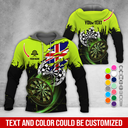 Customized Name & Text Darts Premium Hoodie, England Flag Darts Hoodie, Perfect Gift For Darts Lovers, Friend, Family