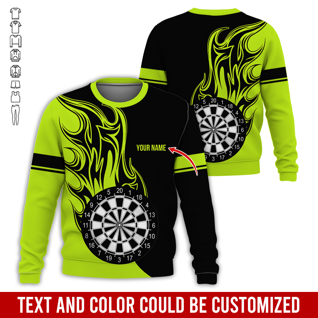 Customized Darts Sweatshirt, Personalized Name Sweatshirt, Fire Dartsboards Pattern Sweatshirt For Men & Women, Perfect Gift For Darts Lovers, Friend, Family