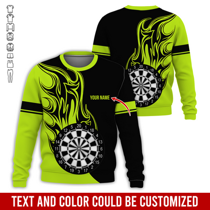 Customized Darts Sweatshirt, Personalized Name Sweatshirt, Fire Dartsboards Pattern Sweatshirt For Men & Women, Perfect Gift For Darts Lovers, Friend, Family