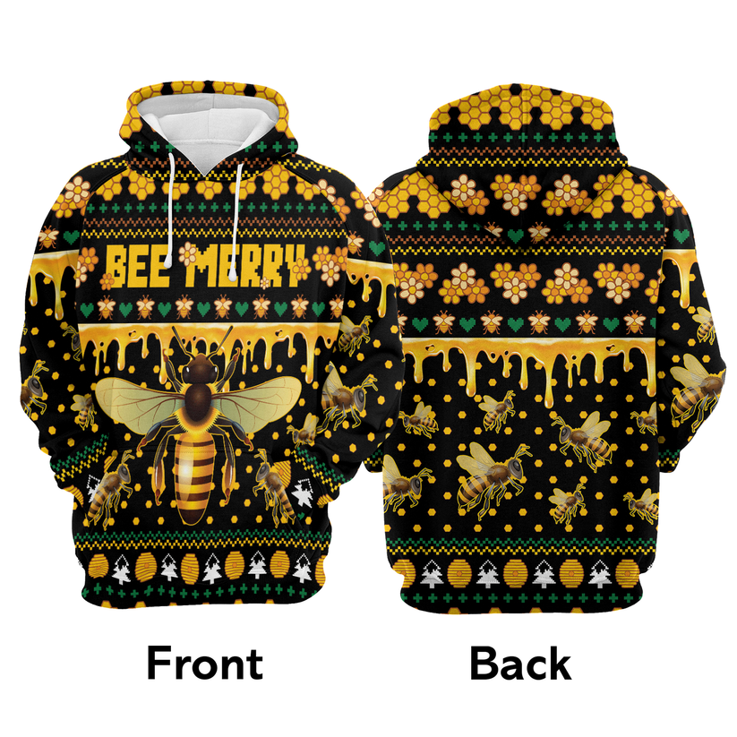 Bee Premium Christmas Hoodie, Bee Merry Christmas Unisex Hoodie For Men & Women - Perfect Gift For Christmas, Bee Lovers