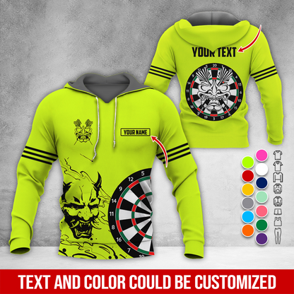 Customized Name & Text Darts Premium Hoodie, Orochimaru Demon Mask Pattern Darts Hoodie, Perfect Gift For Darts Lovers, Darts Player