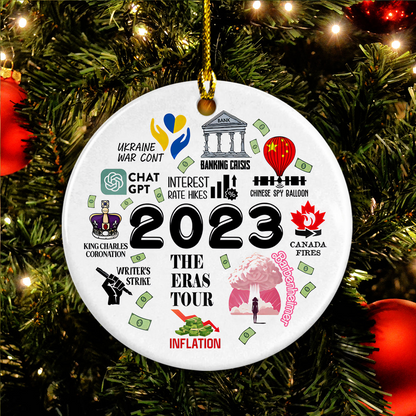 Ceramic Christmas Ornament - 2023 Commemorative Circle Ceramic Ornament, Perfect Gift For Christmas, Home Decoration