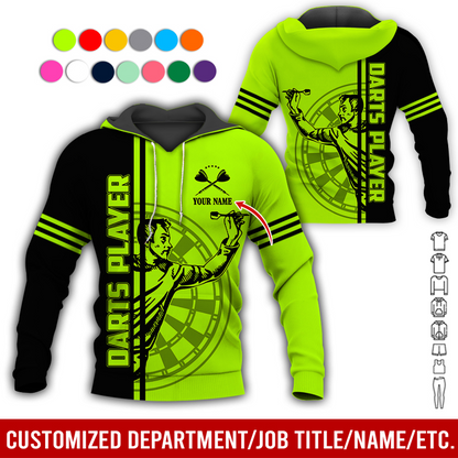 Customized Darts Premium Hoodie, Men Playing Darts Pattern Hoodie For Men & Women, Perfect Gift For Darts Lovers, Friend, Family