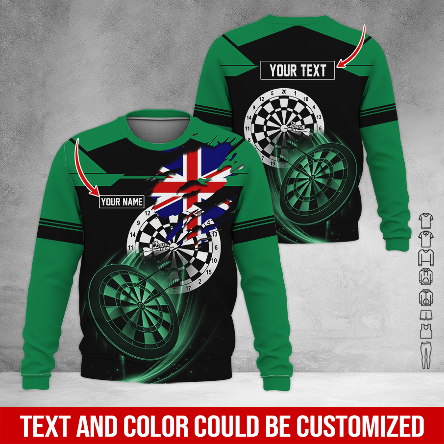 Customized Darts Sweatshirt, England Flag Pattern Sweatshirt For Men & Women, Perfect Gift For Darts Lovers, Friend, Family