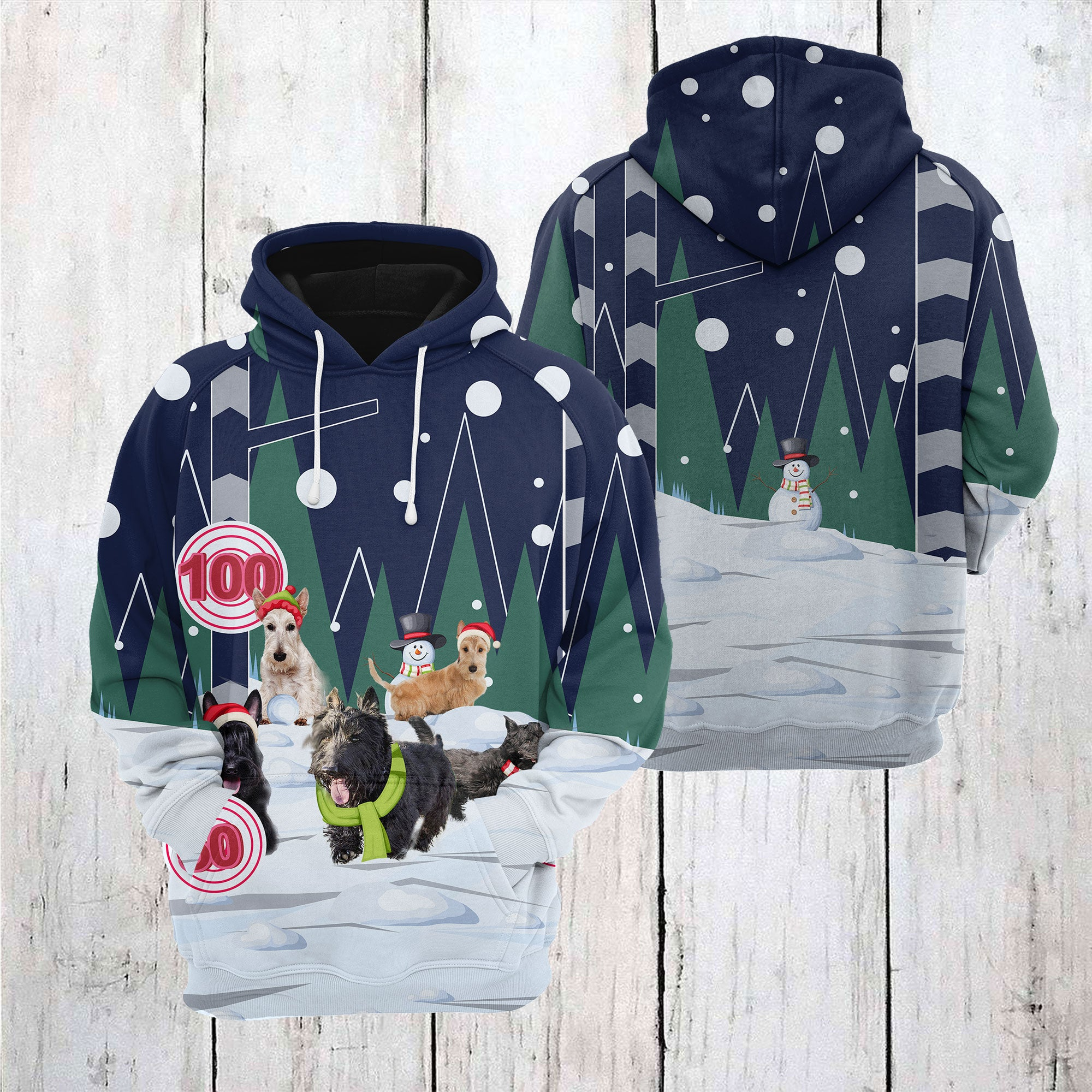 Scottish Terrier Playing Christmas Pullover Premium Hoodie , Perfect Outfit For Men And Women On Christmas New Year Autumn Winter