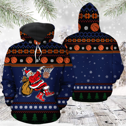 Santa Basketball Pullover Premium Hoodie, Perfect Outfit For Men And Women On Christmas New Year Autumn Winter