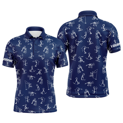 Custom Golf Long Sleeve Men Polo Shirt, Custom Name funny Golf Pattern Wear Apparel- Personalized Sports Gift For Men, Golf Lovers