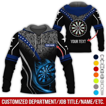 Customized Name & Text Darts Premium Hoodie, Tropical Leaves & Darts Pattern For Men & Women Hoodie, Perfect Gift For Darts Lovers, Darts Player