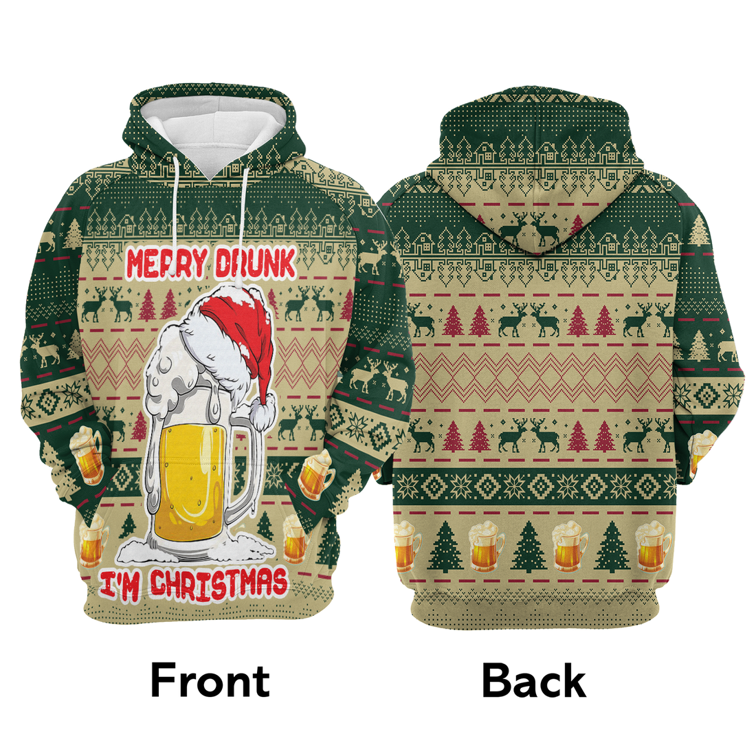 Beer Lover Premium Christmas Hoodie, Merry Drunk I'm Christmas Unisex Hoodie For Men & Women - Perfect Gift For Christmas, Beer Lover