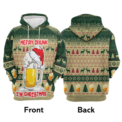 Beer Lover Premium Christmas Hoodie, Merry Drunk I'm Christmas Unisex Hoodie For Men & Women - Perfect Gift For Christmas, Beer Lover