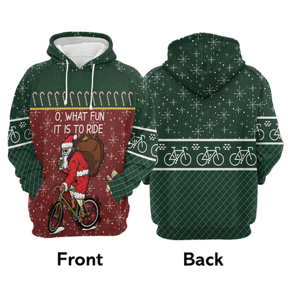 Santa Premium Christmas Hoodie, Funny Santa Cycling Unisex Hoodie For Men & Women - Perfect Gift For Christmas, Friends, Family