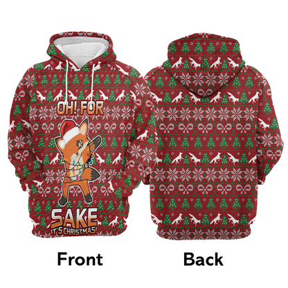 Fox Premium Christmas Hoodie, Oh For Fox Sake  It's Christmas Unisex Hoodie For Men & Women - Perfect Gift For Christmas, Friends, Family