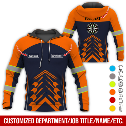 Customized Name Darts Premium Hoodie, Horizontal Stripe Pattern Hoodie For Men & Women, Perfect Gift For Darts Lovers, Friend, Family