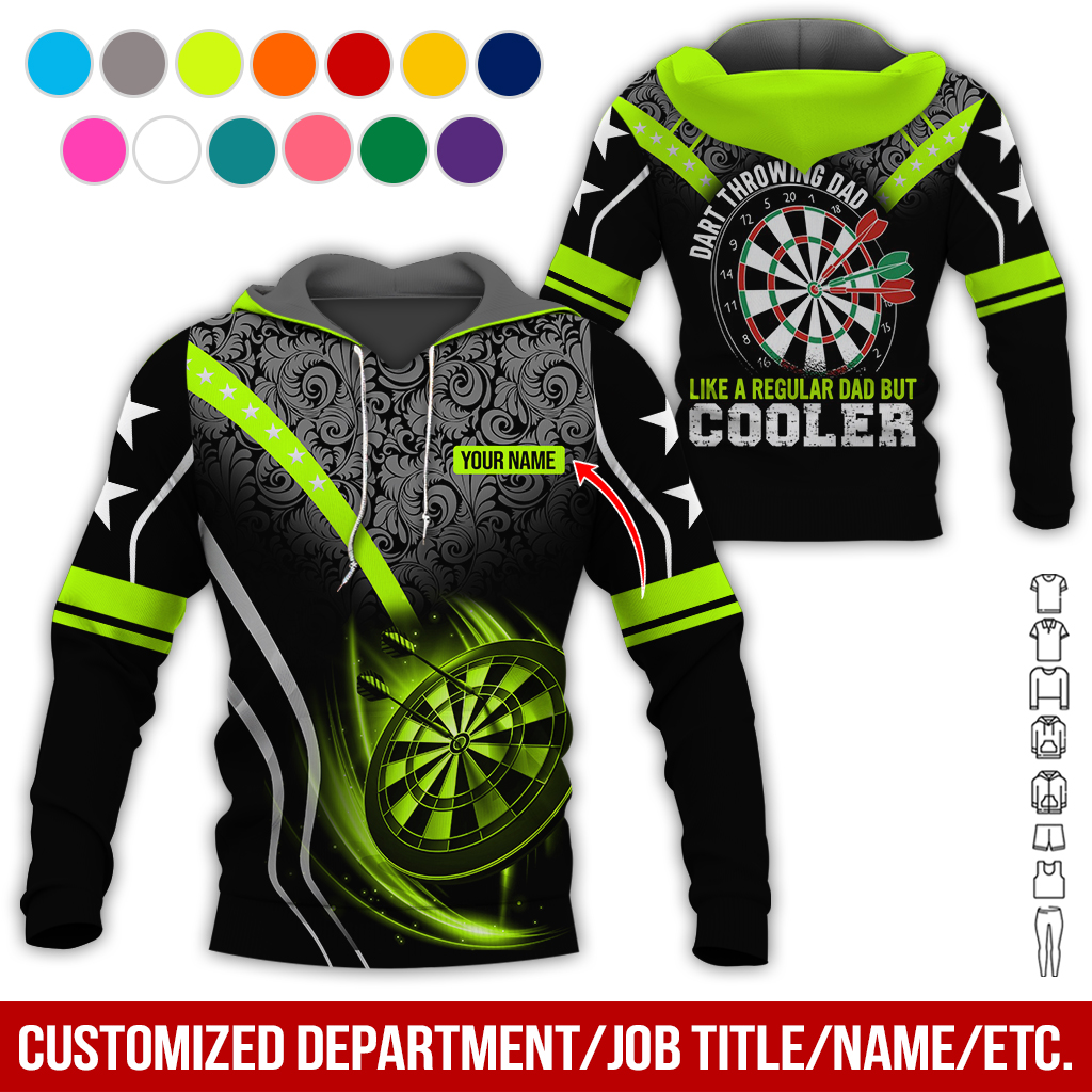 Customized Name Darts Tropical Pattern Hoodie, Like A Regular Dad But Cooler Hoodie, Perfect Gift For Darts Lovers, Darts Player