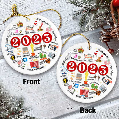 2023 Moments Ceramic Christmas Ornament - 2023 Memorable Moments Circle Ceramic Ornament, Perfect Gift For Christmas, Holiday Decor