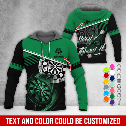 Personalized Name & Text Darts Premium Hoodie, I'm Sexy And I Throw It Darts Hoodie, Perfect Gift For Darts Lovers, Friend, Family
