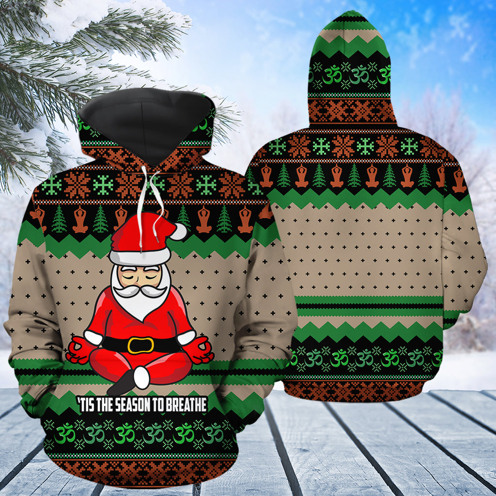 Yoga Christmas Pullover Premium Hoodie Tis The Season To Breathe, Perfect Outfit For Men And Women On Christmas New Year Autumn Winter