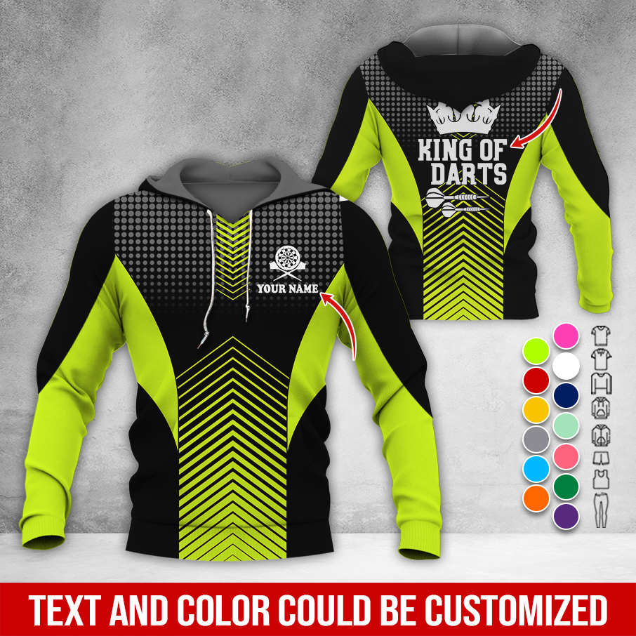 Customized Name & Text Darts Premium Hoodie, King Of Darts, Spot Pattern Hoodie, Perfect Gift For Darts Lovers, Darts Player