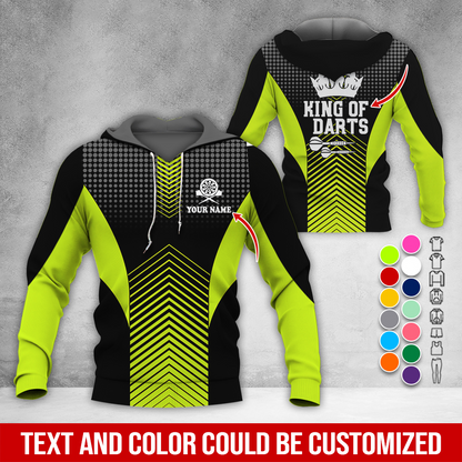 Customized Name & Text Darts Premium Hoodie, King Of Darts, Spot Pattern Hoodie, Perfect Gift For Darts Lovers, Darts Player